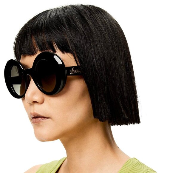 NEW LOEWE ROUND SUNGLASSES LOEWE LW40089I 01B BLACK GREY WOMEN EYEWEAR - Picture 2 of 4